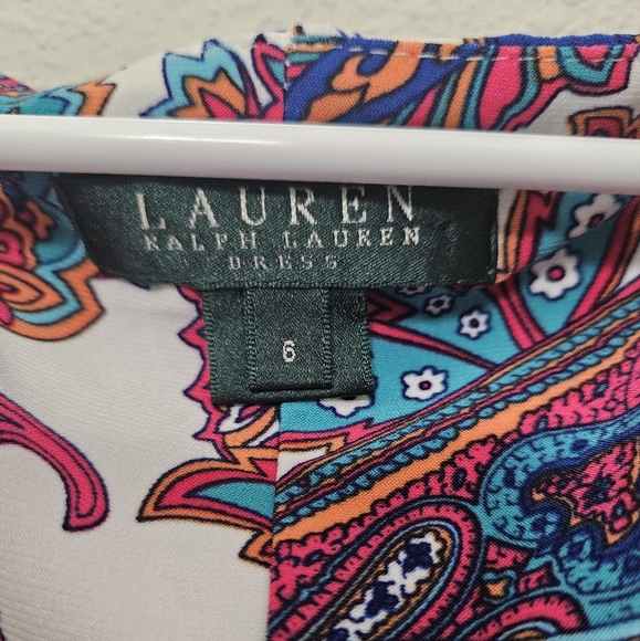 Lauren ralph lauren 6 sleeveless paisley floral sheath cowl neck midi dress - Picture 2 of 7